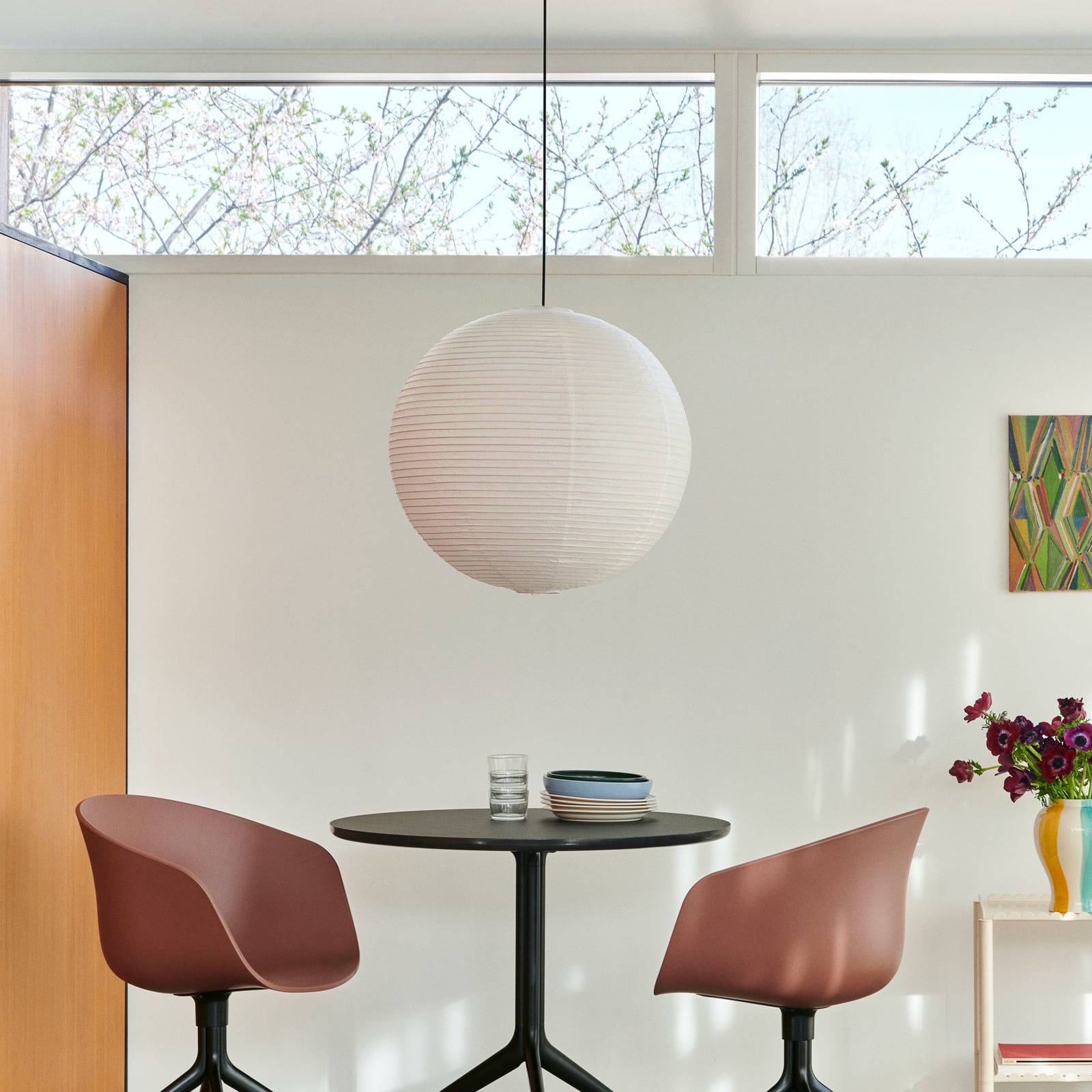 Abajur HAY, Ø60 cm, alb, hârtie/bambus