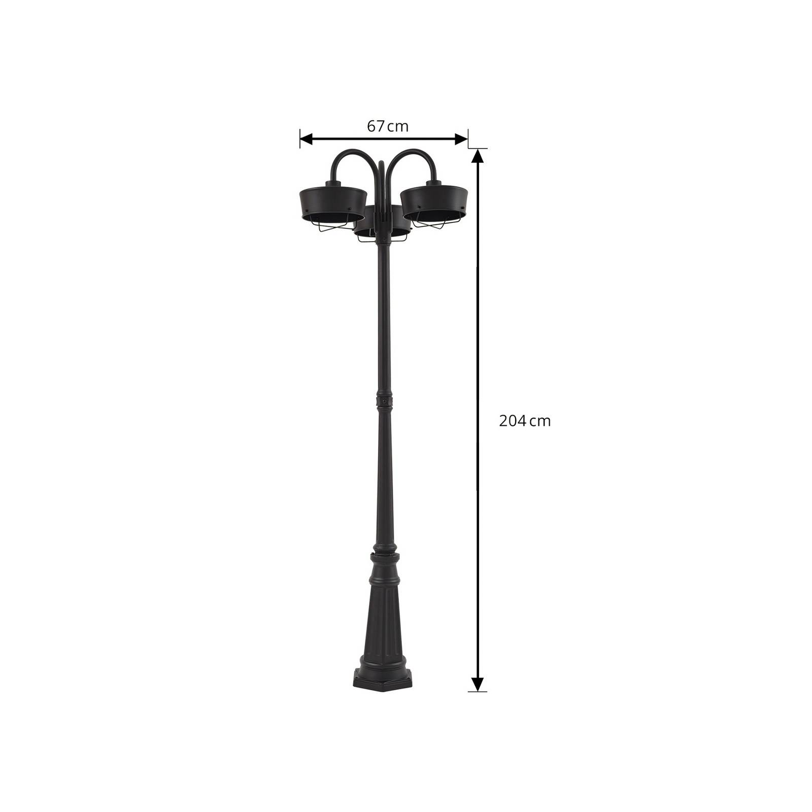 Lampa zewnętrzna LED Prios Thorus, 204 cm, czarna, 3-punktowa, IP44