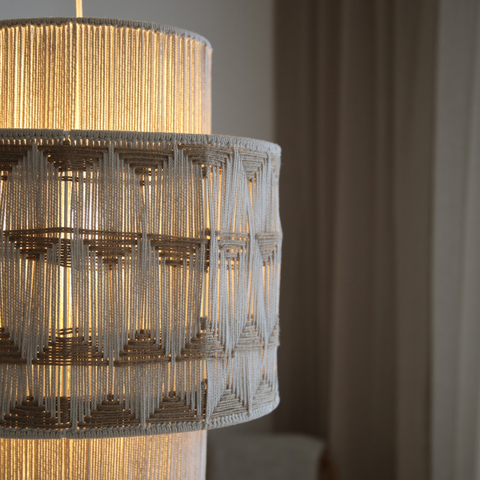 Ano hængelampe, Ø 45 cm, tekstil, beige/brun