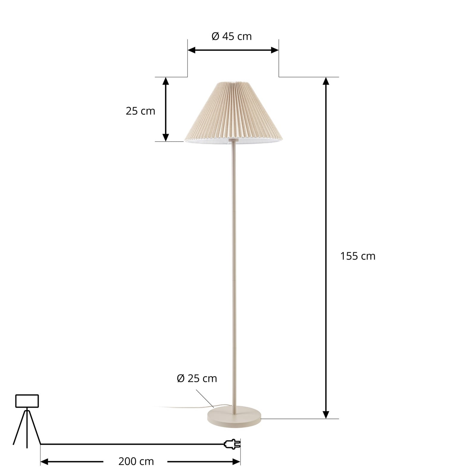 Nola gulvlampe Percy, beige, høyde 155 cm, lin Nola gulvlampe Percy, beige, høyde 155 cm, lin