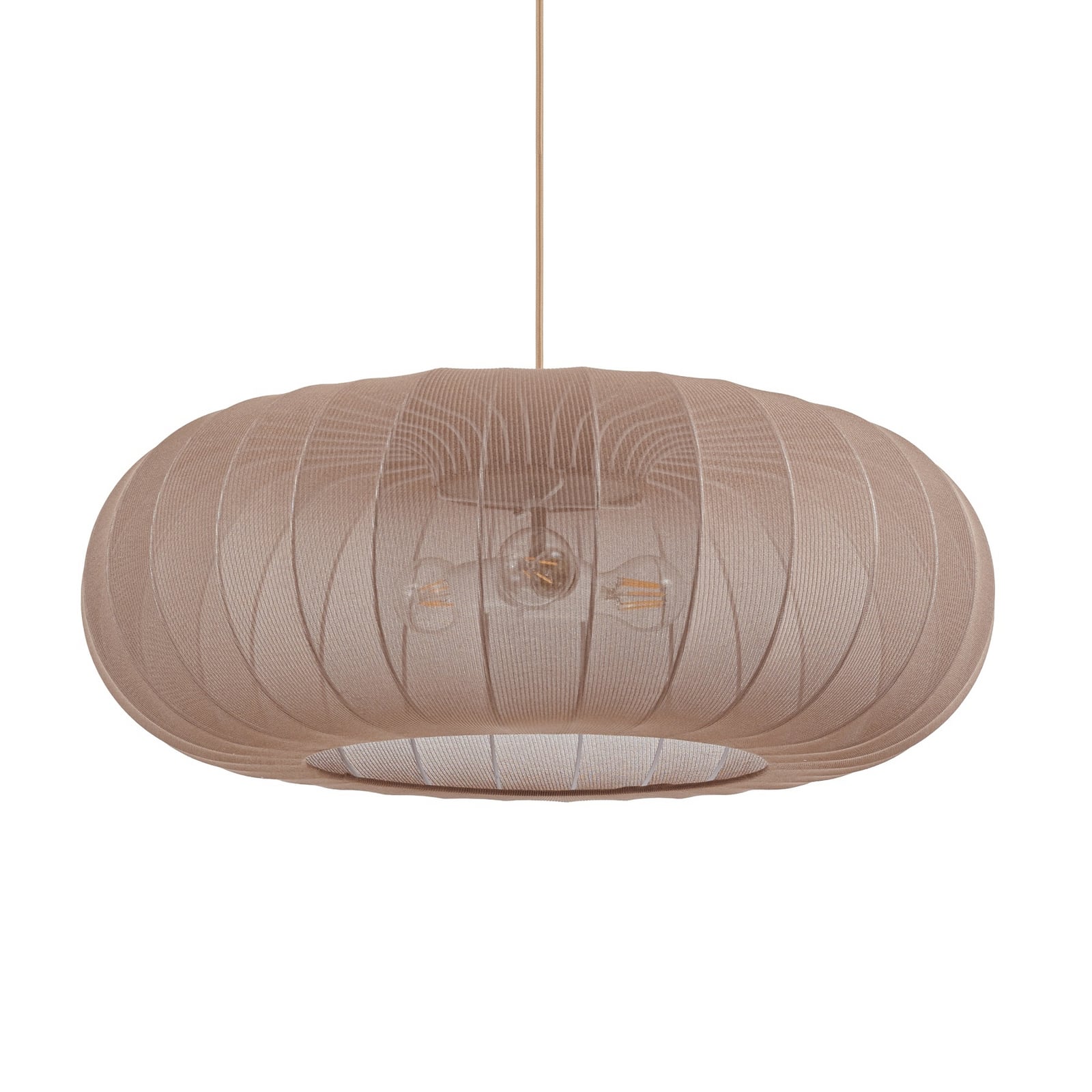 Lindby hanglamp Helin, bruin, Ø 70 cm, textiel, 3 x E27