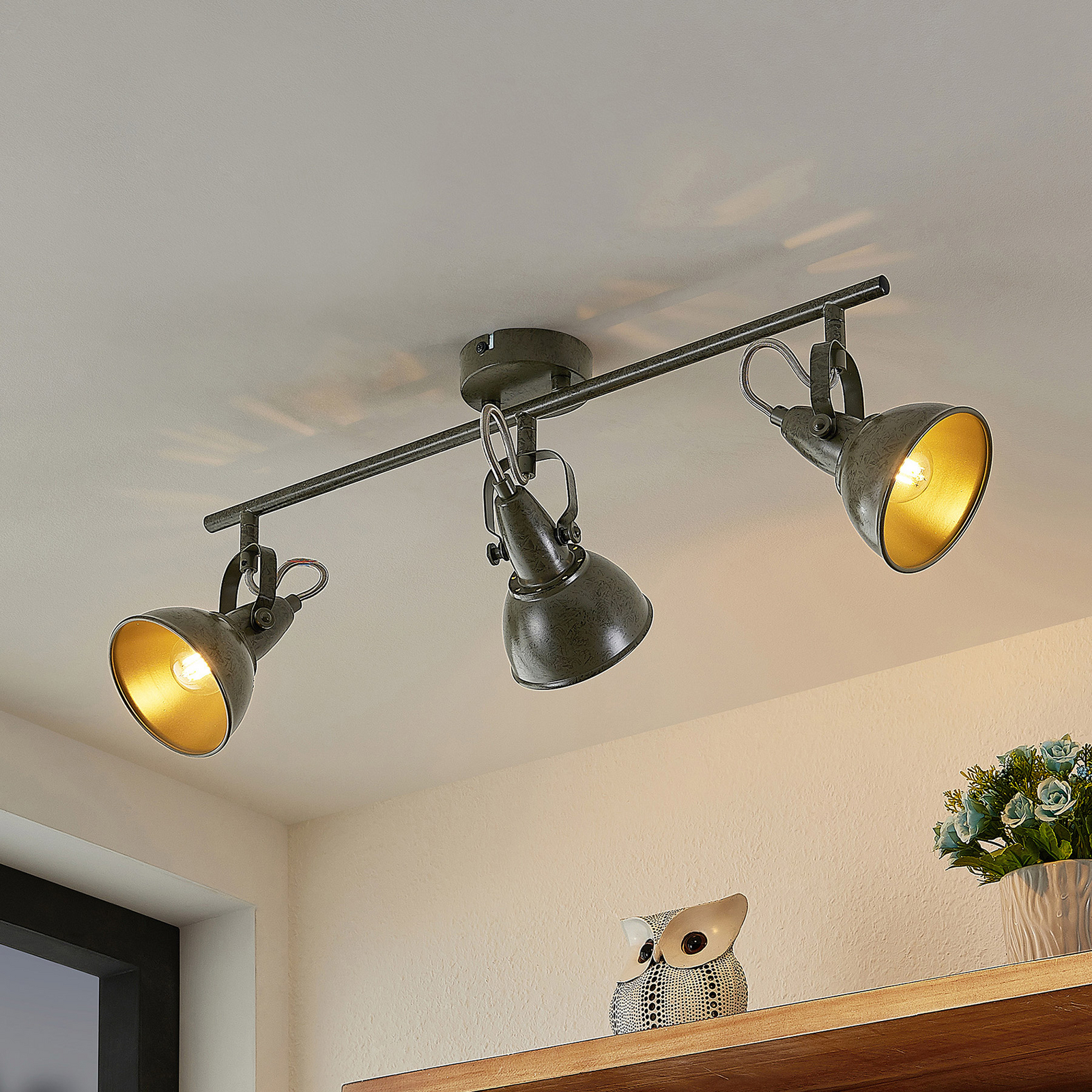 Lindby Julin spot, à trois lampes, gris foncé
