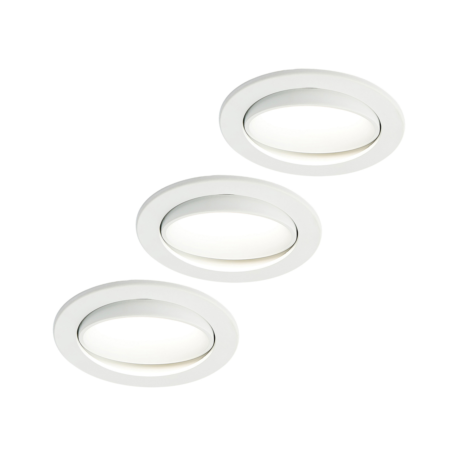 Arcchio LED innfelt lampe Katerin, hvit, svingbar, sett med 3 stk