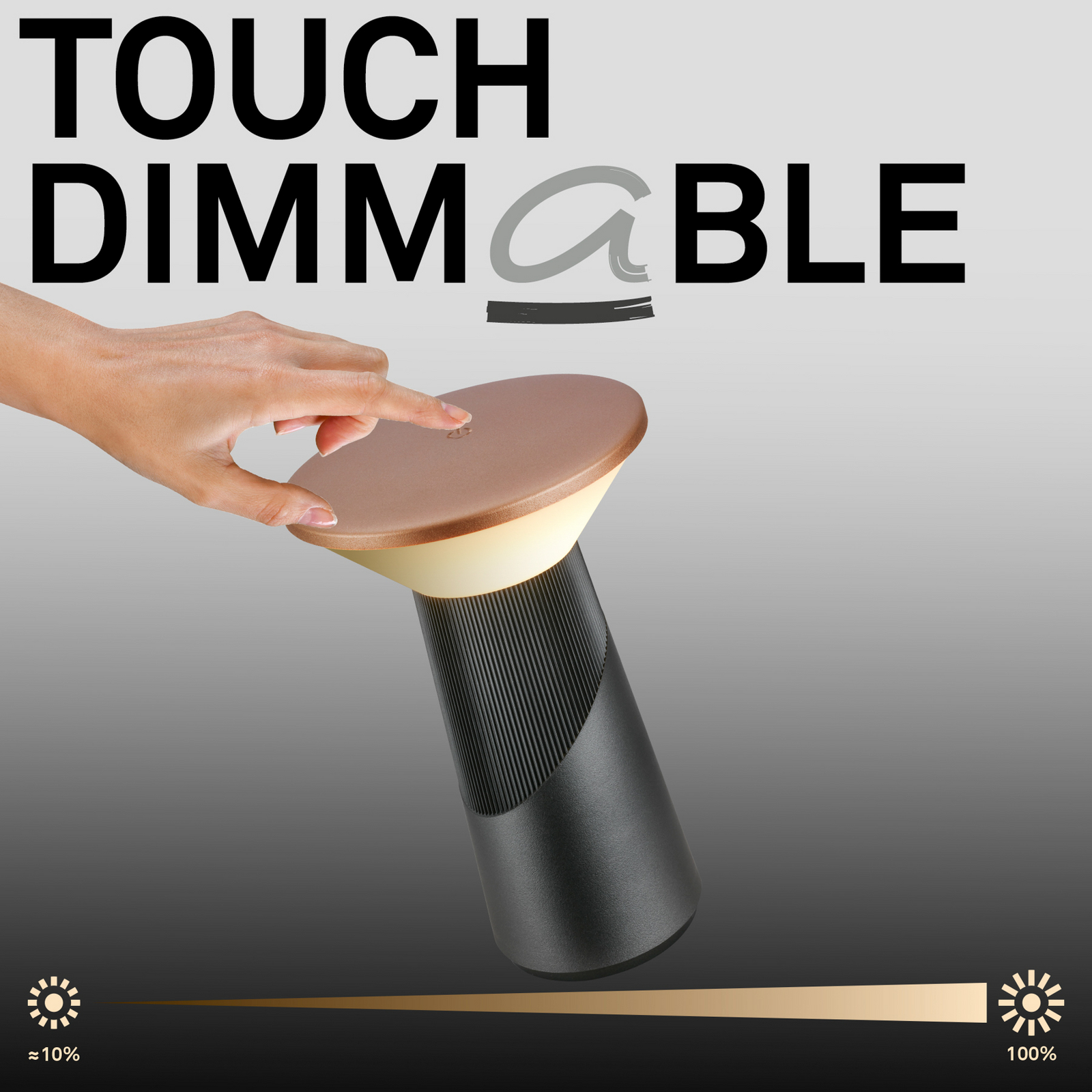 LED-Akku-Tischlampe Pilia, bronze/anthrazit, Höhe 24 cm IP44 LED-Akku-Tischlampe Pilia, bronze/anthrazit, Höhe 24 cm IP44