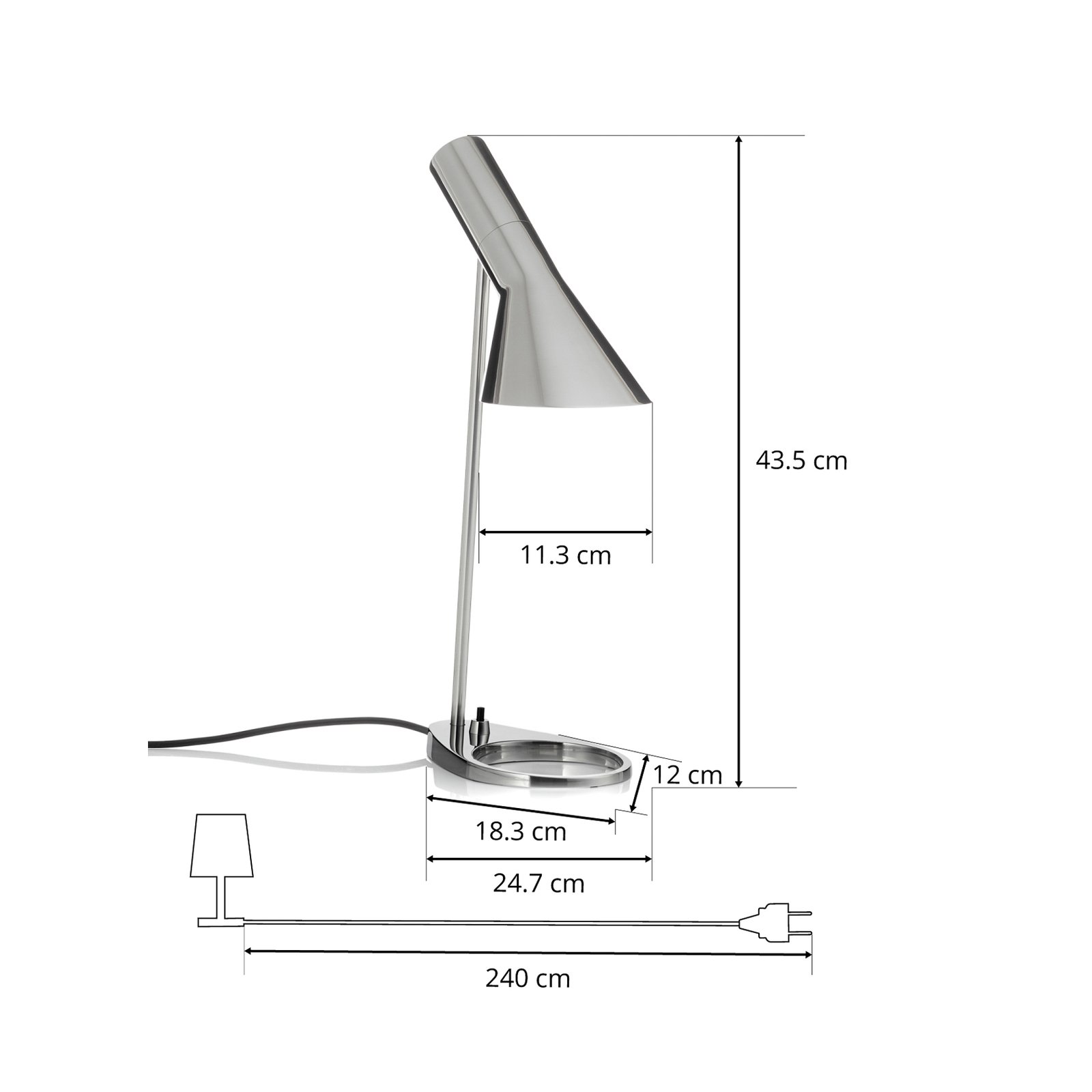 Louis Poulsen AJ Mini de mesa, acero inoxidable