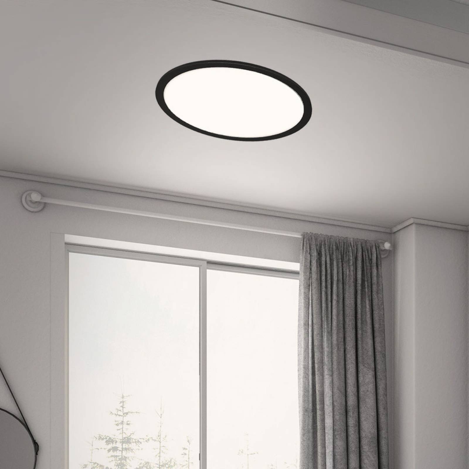 Brilonger Piatto LED panel CCT remote control, round, black, for Living / Dining Room, metal, plastic, 22 W, energy efficiency: A+, H: 6.2 cm