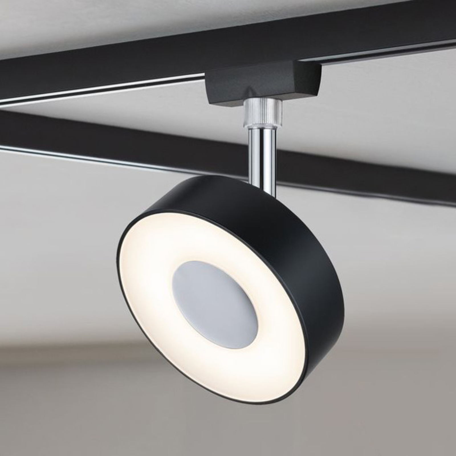 Paulmann URail Circle spot black dimmable 2,700 K, for Living / Dining Room, plastic, metal, 5 W, energy efficiency: A+, L: 9.8 cm, W: 5 cm, H: 14.7 cm