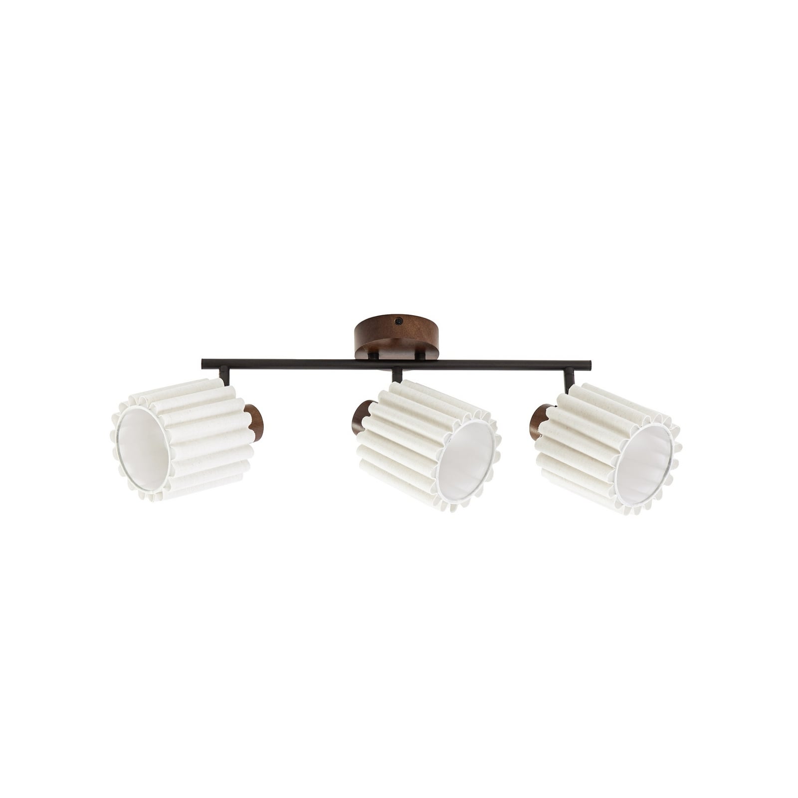 Lindby plafondspot Shiloh, 3-lamps, walnoot/beige, hout Lindby plafondspot Shiloh, 3-lamps, walnoot/beige, hout