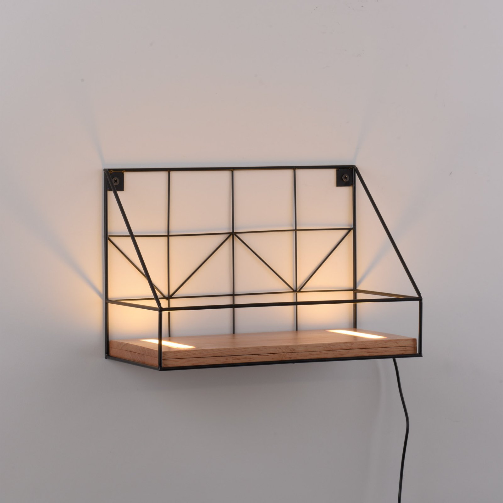LED wandlamp Board met houten plank, 30x15cm