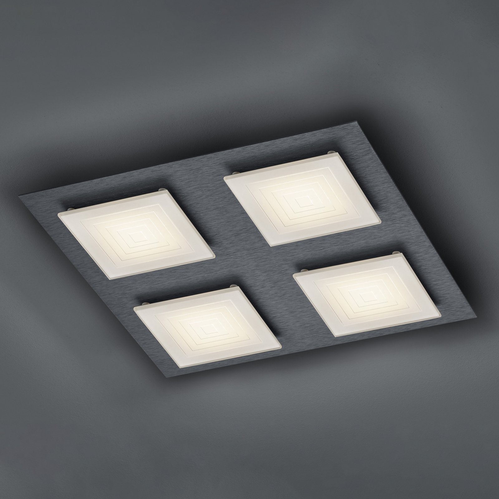 BANKAMP Ino LED ceiling light 4-bulb anthracite