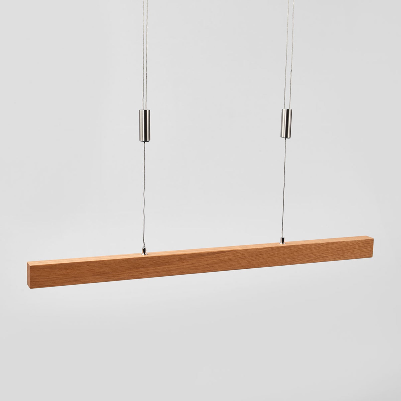 Lampa wisząca LED Nora, drewno dębowe, ściemniana, długość 78 cm - Quitani