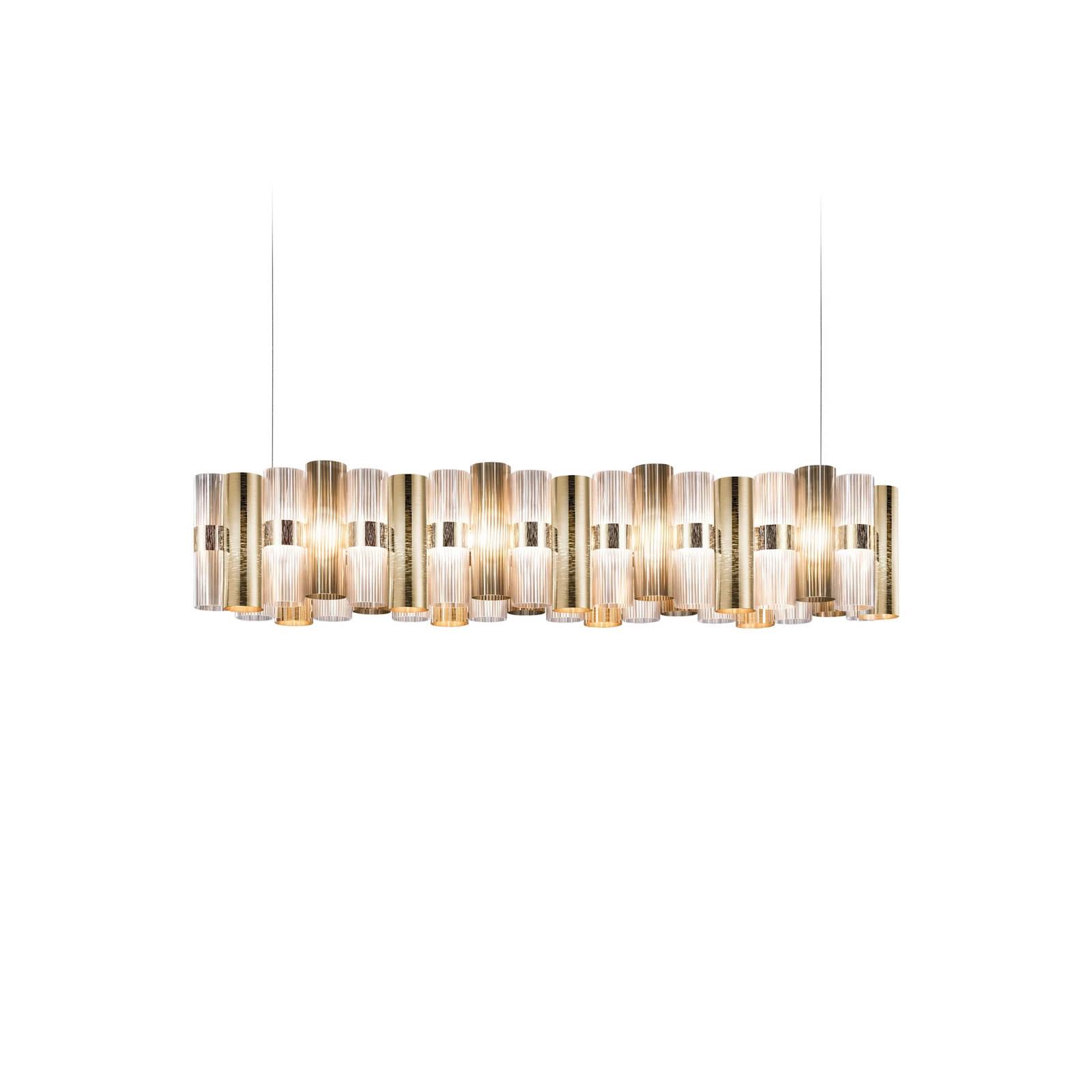Lampada LED a sospensione Slamp La Lollo, color oro, 140 cm