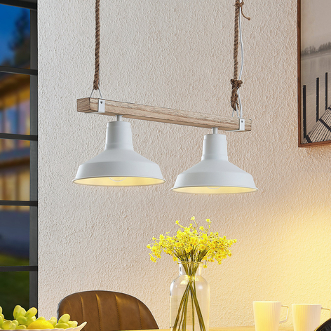 Lindby Calliora Pendellampe mit Holz, zweiflammig