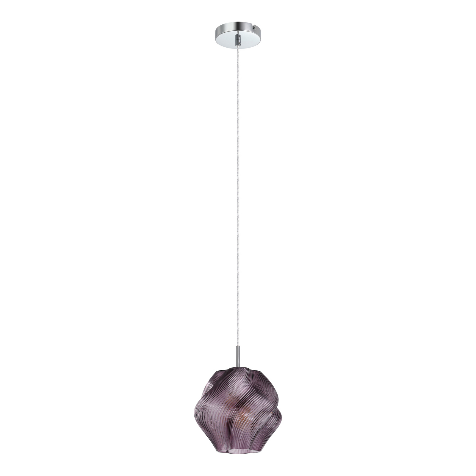 Suspension Meliciano, violette, verre, Ø 22 cm, E27