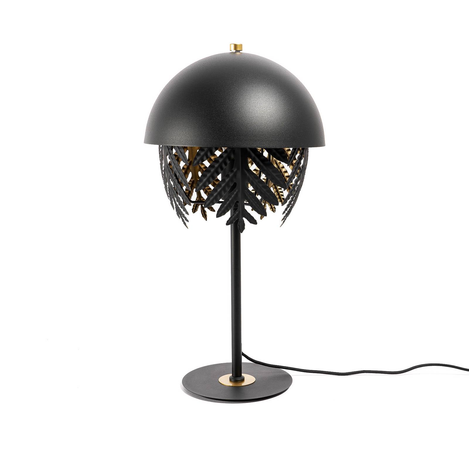 Lucande Aparas Tischlampe Blattoptik, schwarz-gold