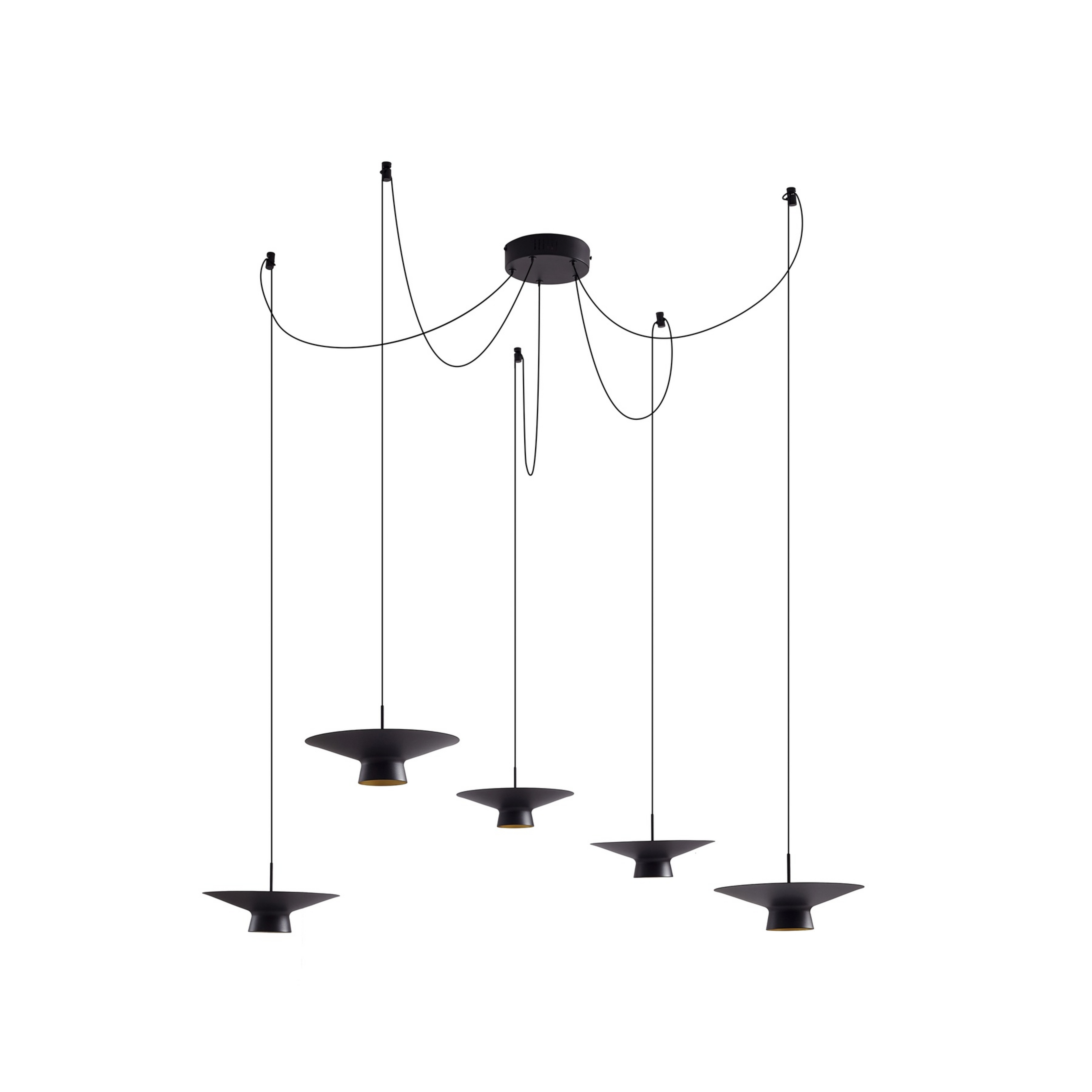 Norvind LED hanging light, 10-bulb, black, dimmable - Lindby