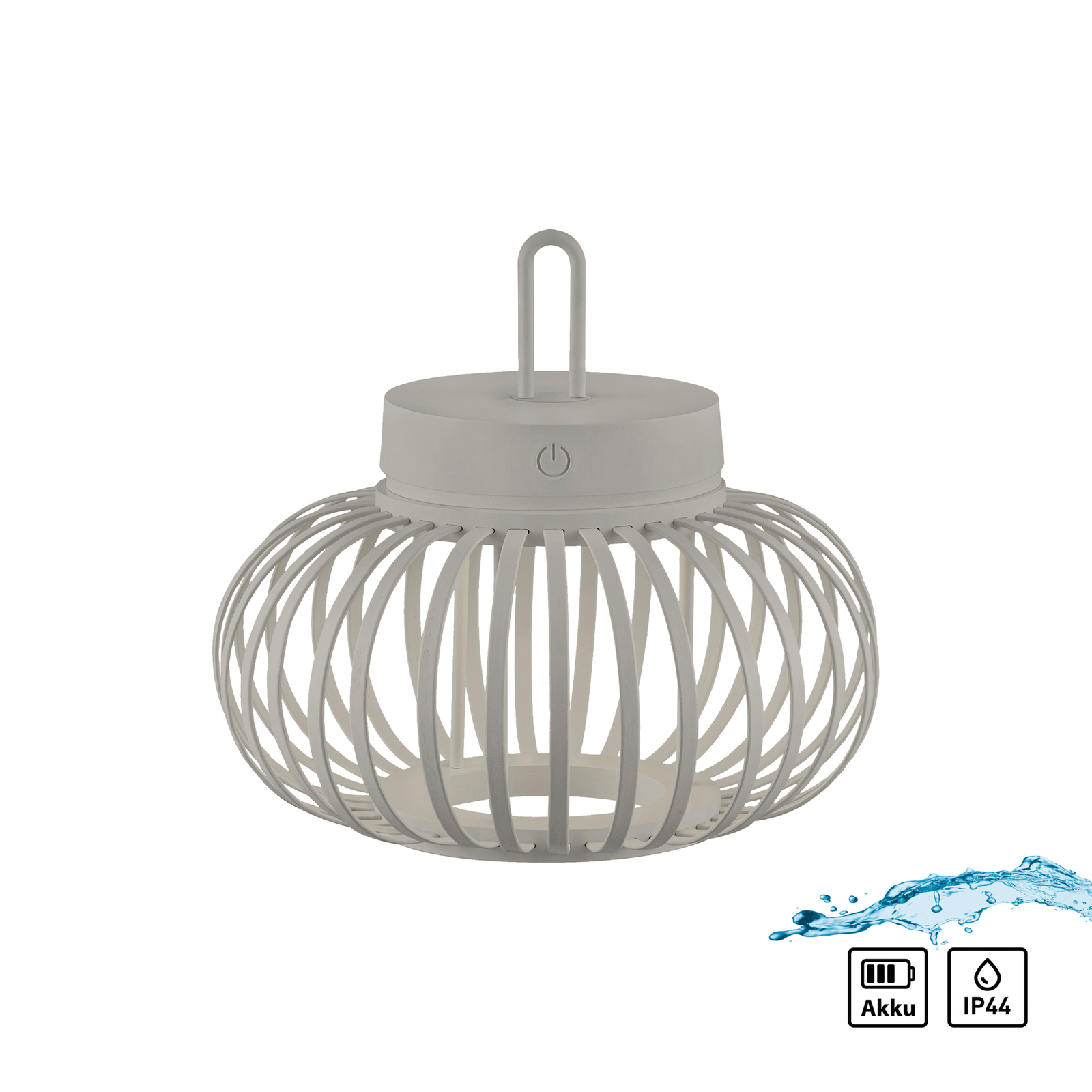 JUST LIGHT. LED-bordlampe Akuba gråbeige 22 cm bambus