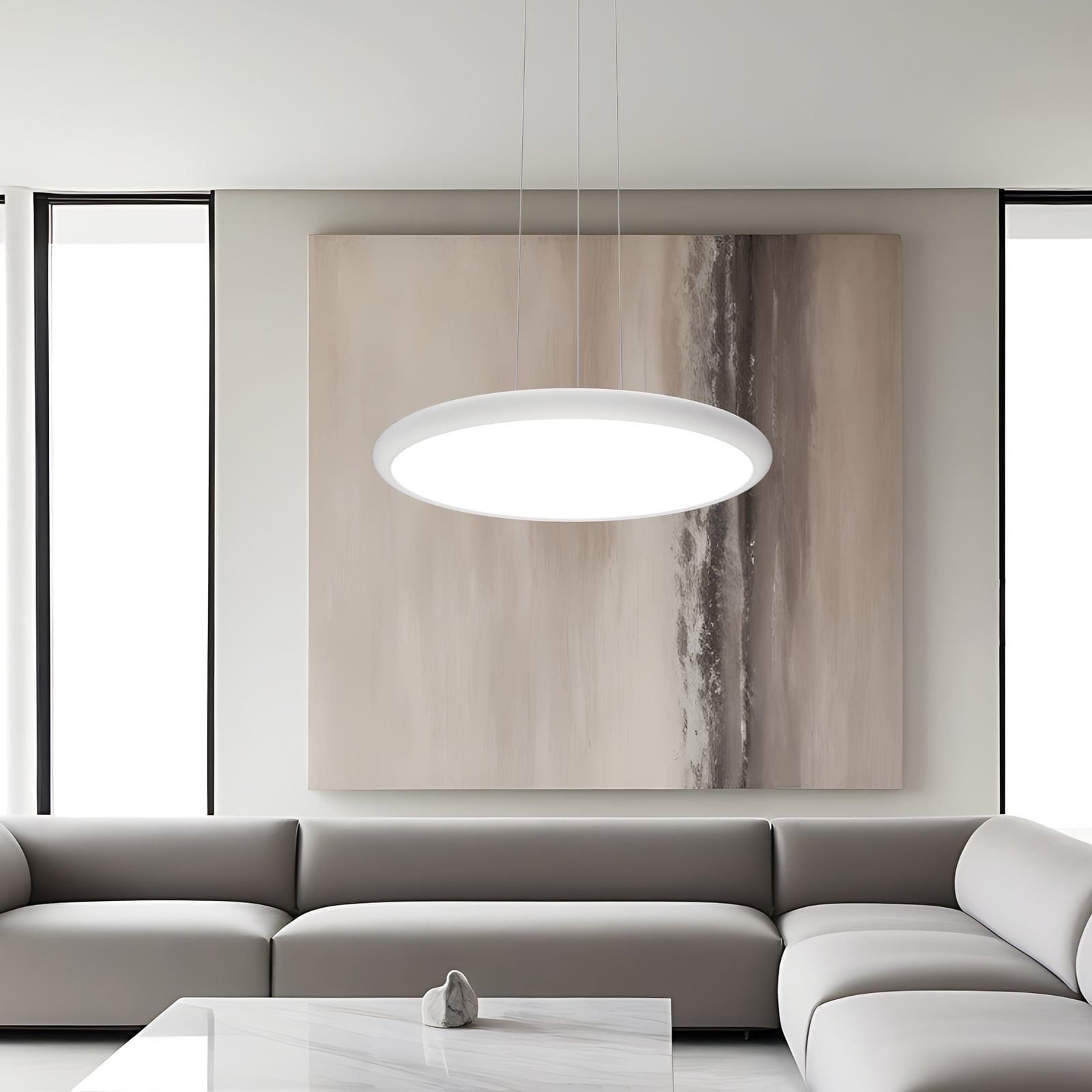 Lámpara colgante LED Benett, blanca, Ø 50 cm, metal/acrílico Lámpara colgante LED Benett, blanca, Ø 50 cm, metal/acrílico