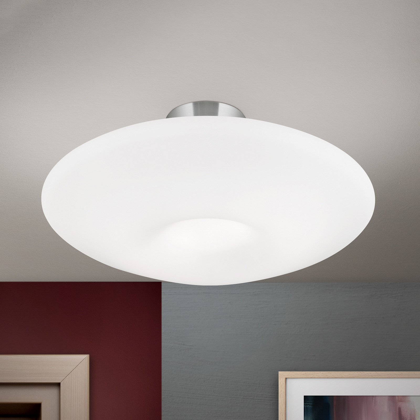 ORION Plafonieră Blanc sticlă opală nichel mat - Camera de zi / sufragerie - modern - mătase albă mată nichel mat