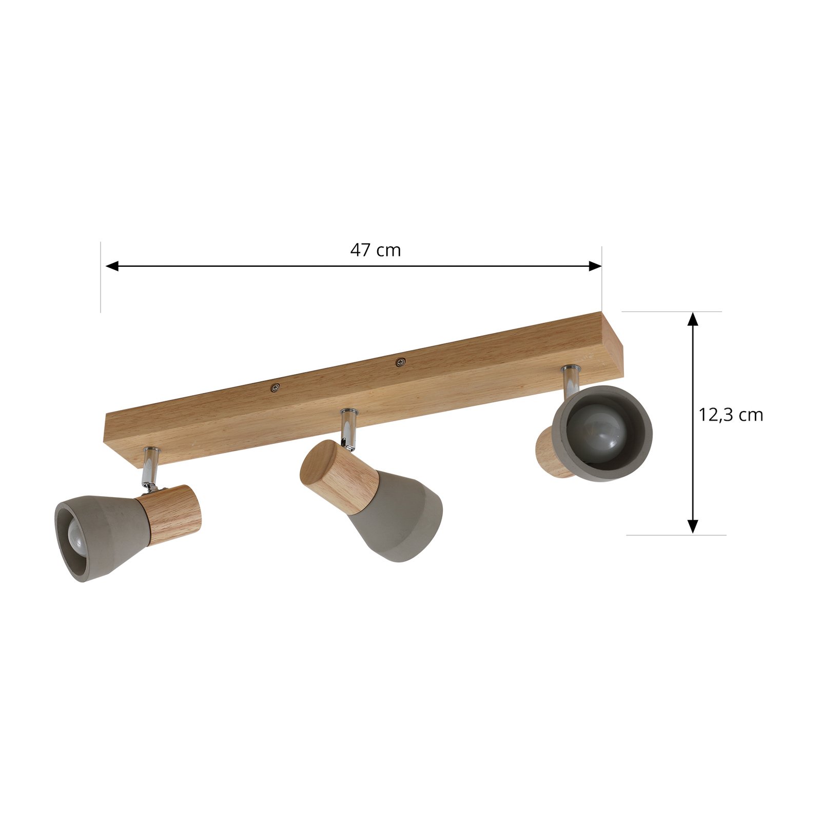 Filiz 3 Deckenleuchte Concrete/Wood - Lindby