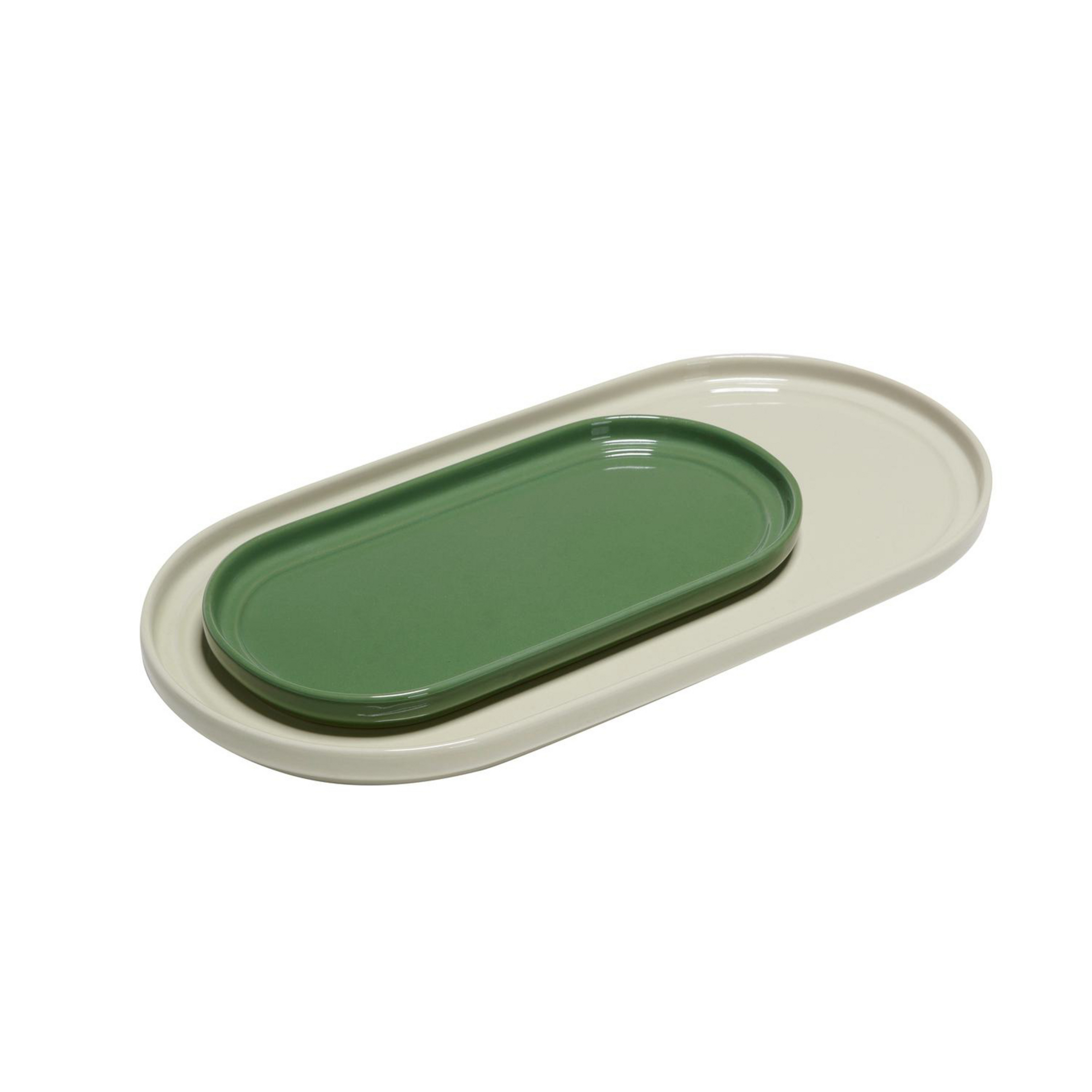 Amare Serving Plateau Set of 2 Sable/Green - Hübsch