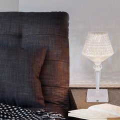 LED dobíjacia stolná lampa Gixi, číry/kryštálový efekt, CCT
