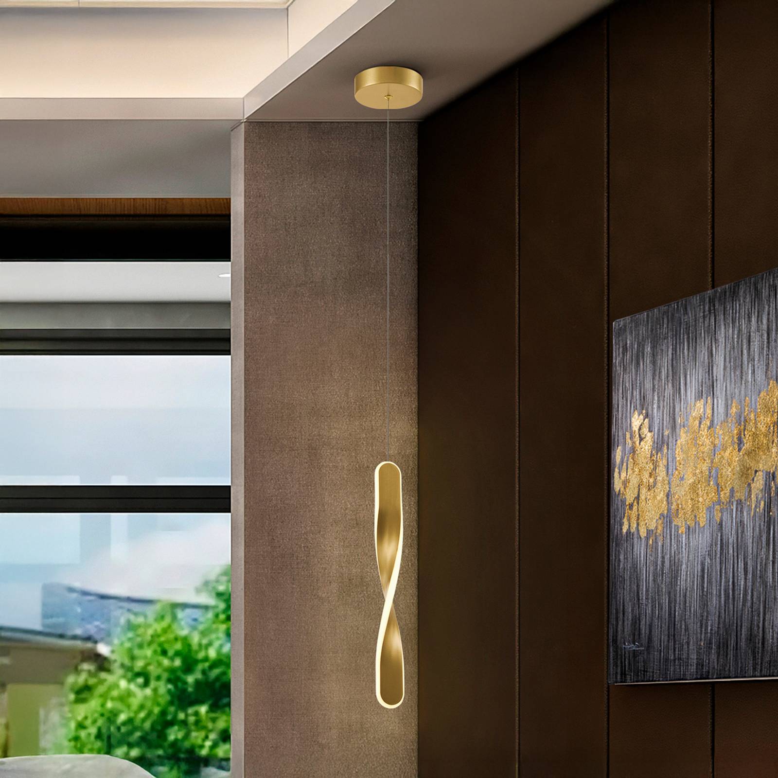 LED-Hängeleuchte Twist, 1-flammig, goldfarben, Metall günstig online kaufen