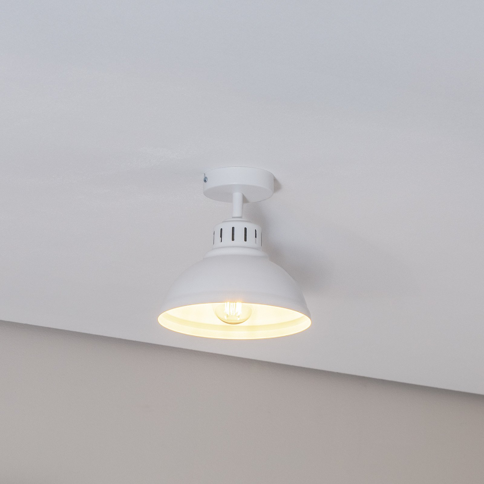 Luminex Plafonieră Sven 1 bec alb oțel E27 - Camera de zi / sufragerie - Design industrial - Metal
