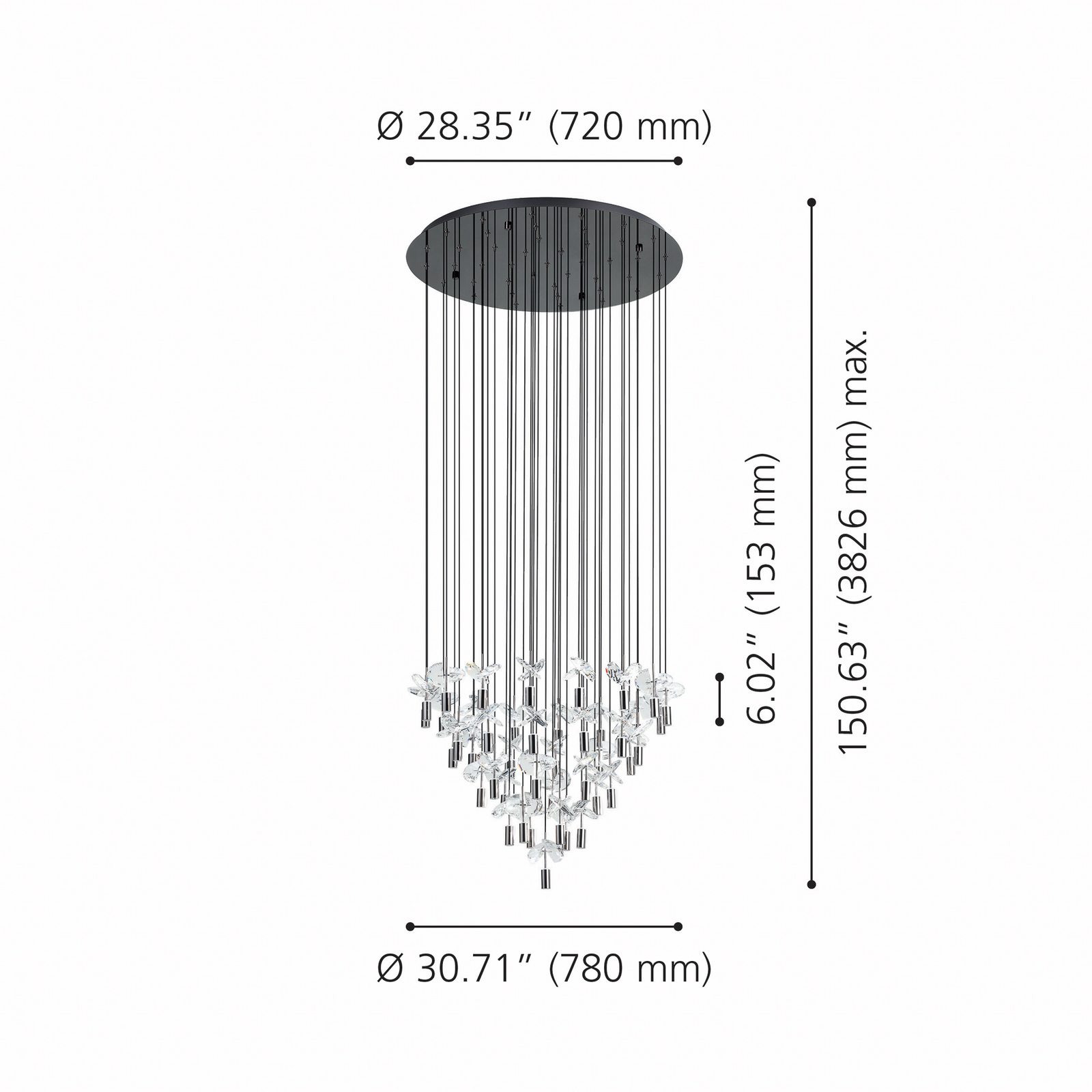 Suspension Comareira nickel 220 x 78 cm CCT - Stars of Light