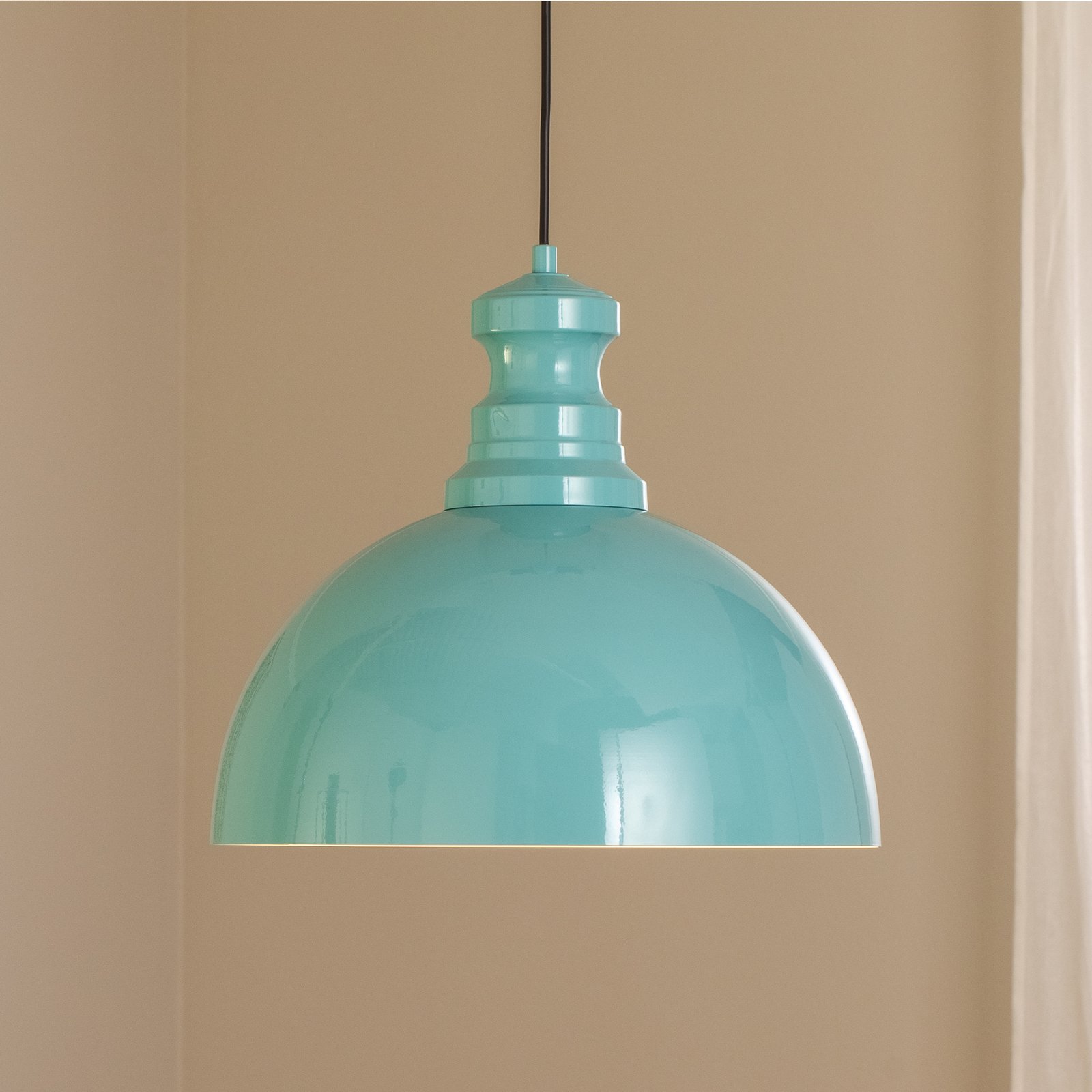 Candeeiro suspenso Kure, turquesa, metal, Ø 40 cm E27