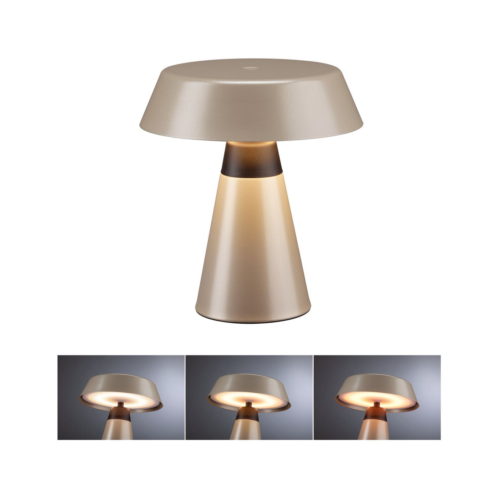 Candeeiro de mesa LED recarregável Paulmann Lirox, bege/preto, 20 cm, IP44