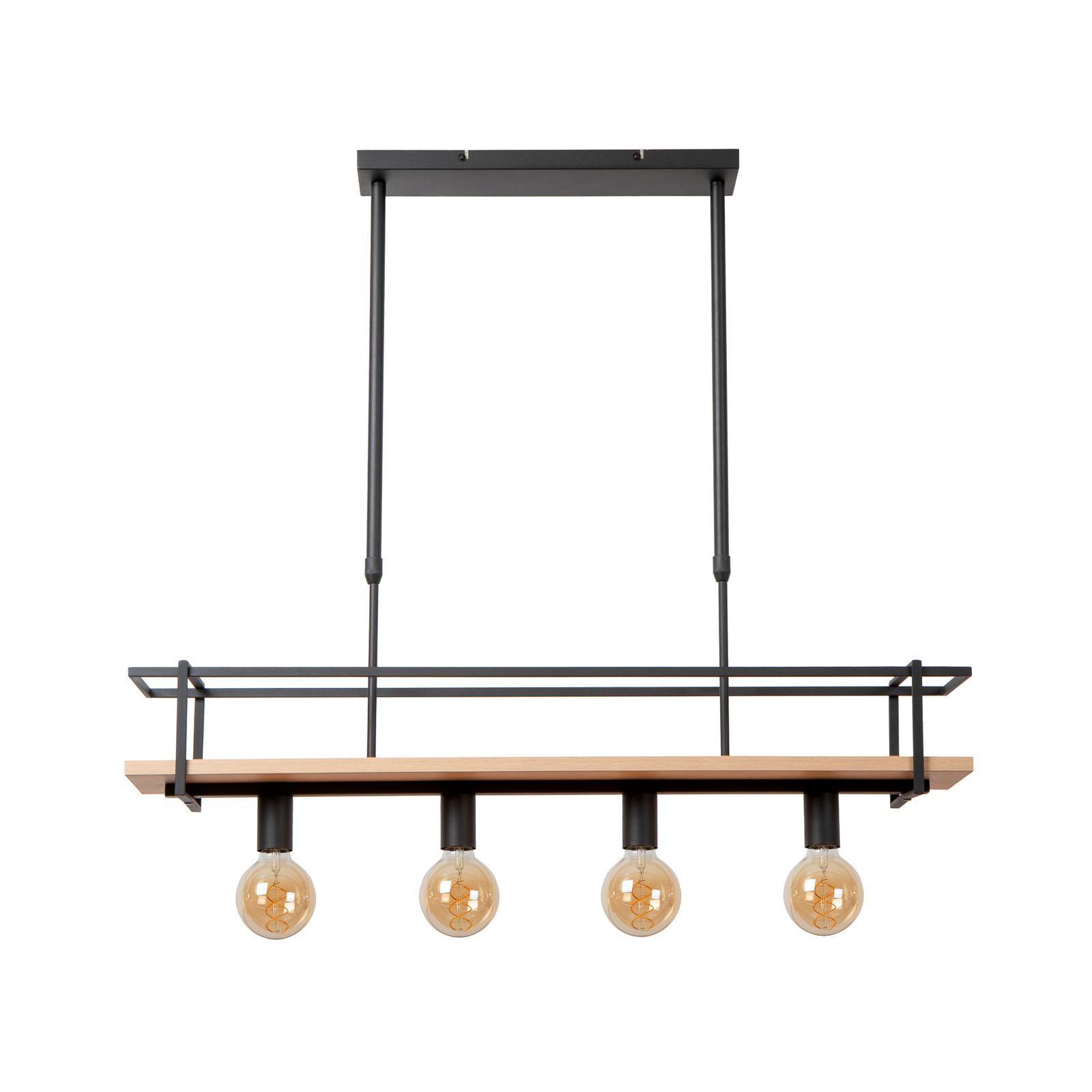 Hängelampe Milonga, schwarz, Länge 100 cm, Metall/Holz