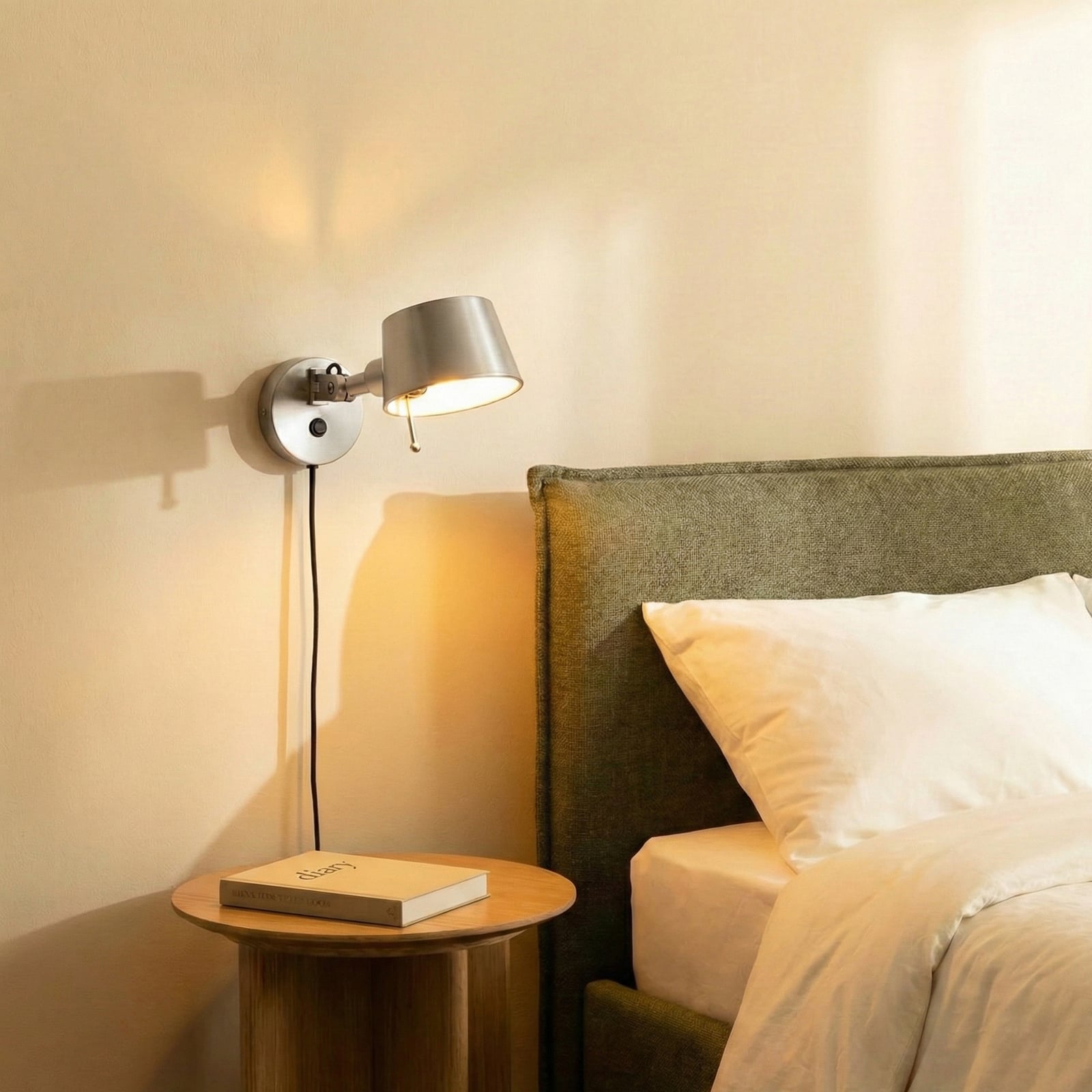 Silka Candeeiro de parede, níquel acetinado, flexível, 14 cm, ficha - Lucande