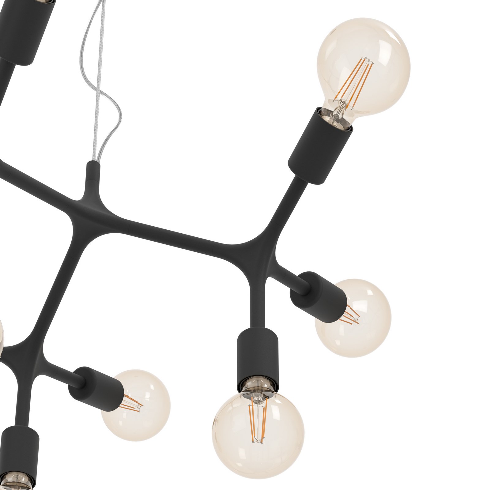 Bocadella 1 závěsné světlo v černém, devět zdrojů Bocadella 1 závěsné světlo v černém, devět zdrojů