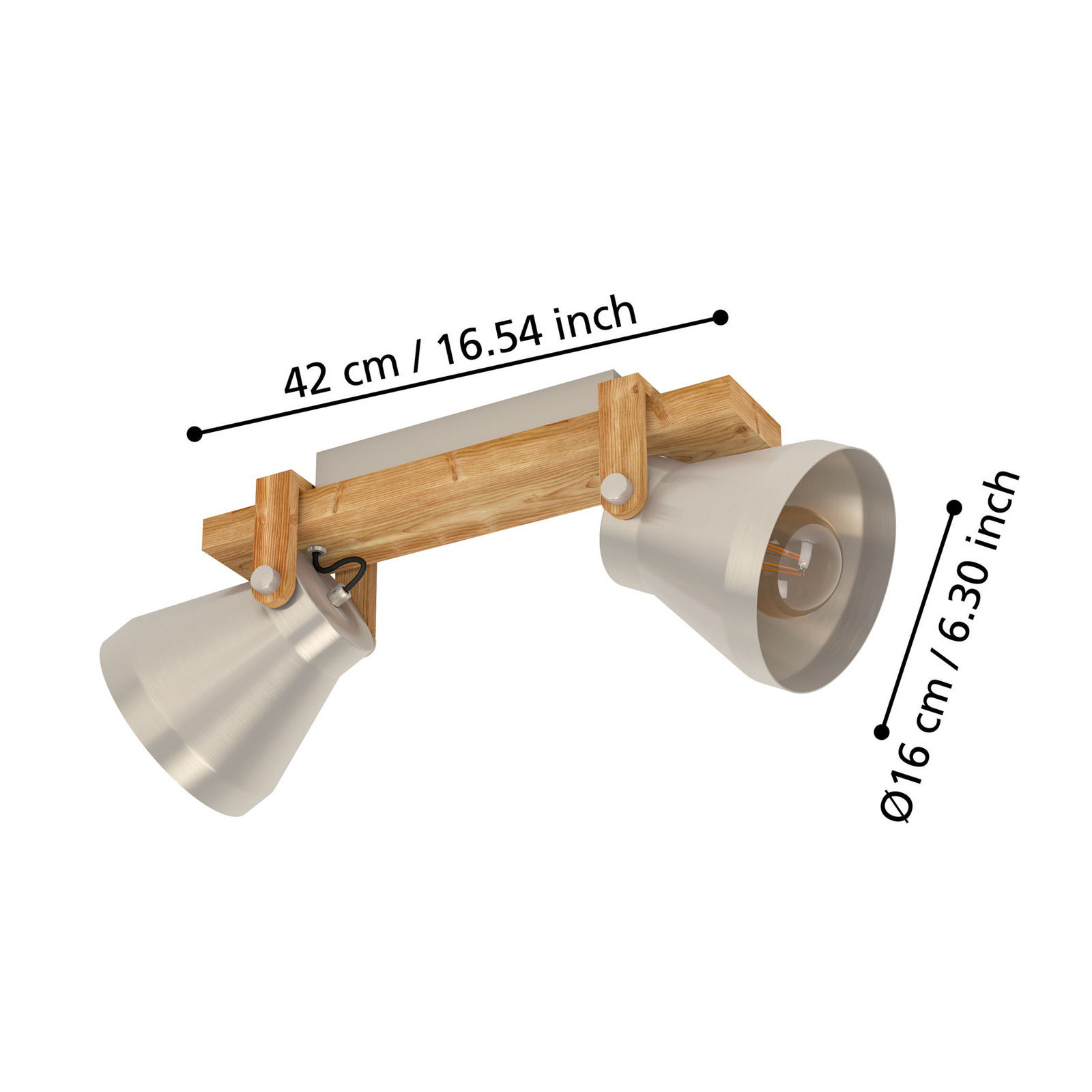 Deckenstrahler Cawton, Länge 58,5 cm, stahl/braun, 2-flg.