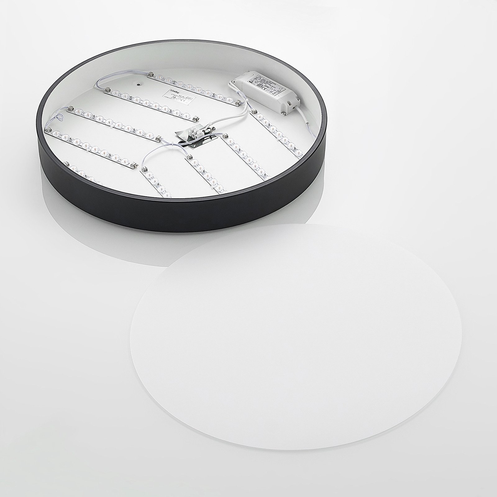 Lindby LED-Deckenleuchte Simera, Ø 50cm, schwarz, dimmbar