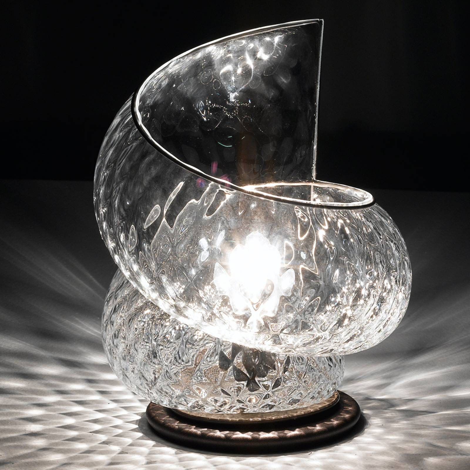 Tafellamp Chiocciola met heldere glas