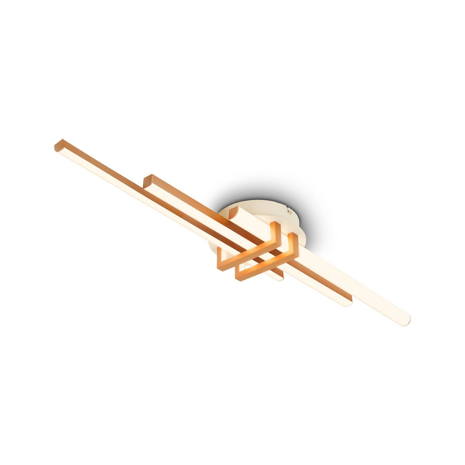 LED-Deckenlampe Tinka, hellgrau/braun, Länge 78 cm