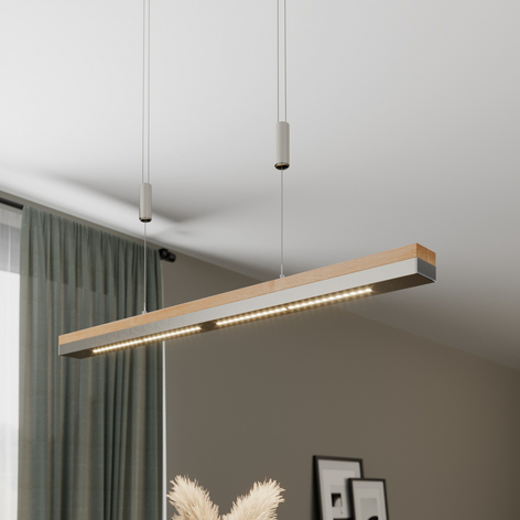 Lampada a sospensione LED Elna dimmerabile, legno
