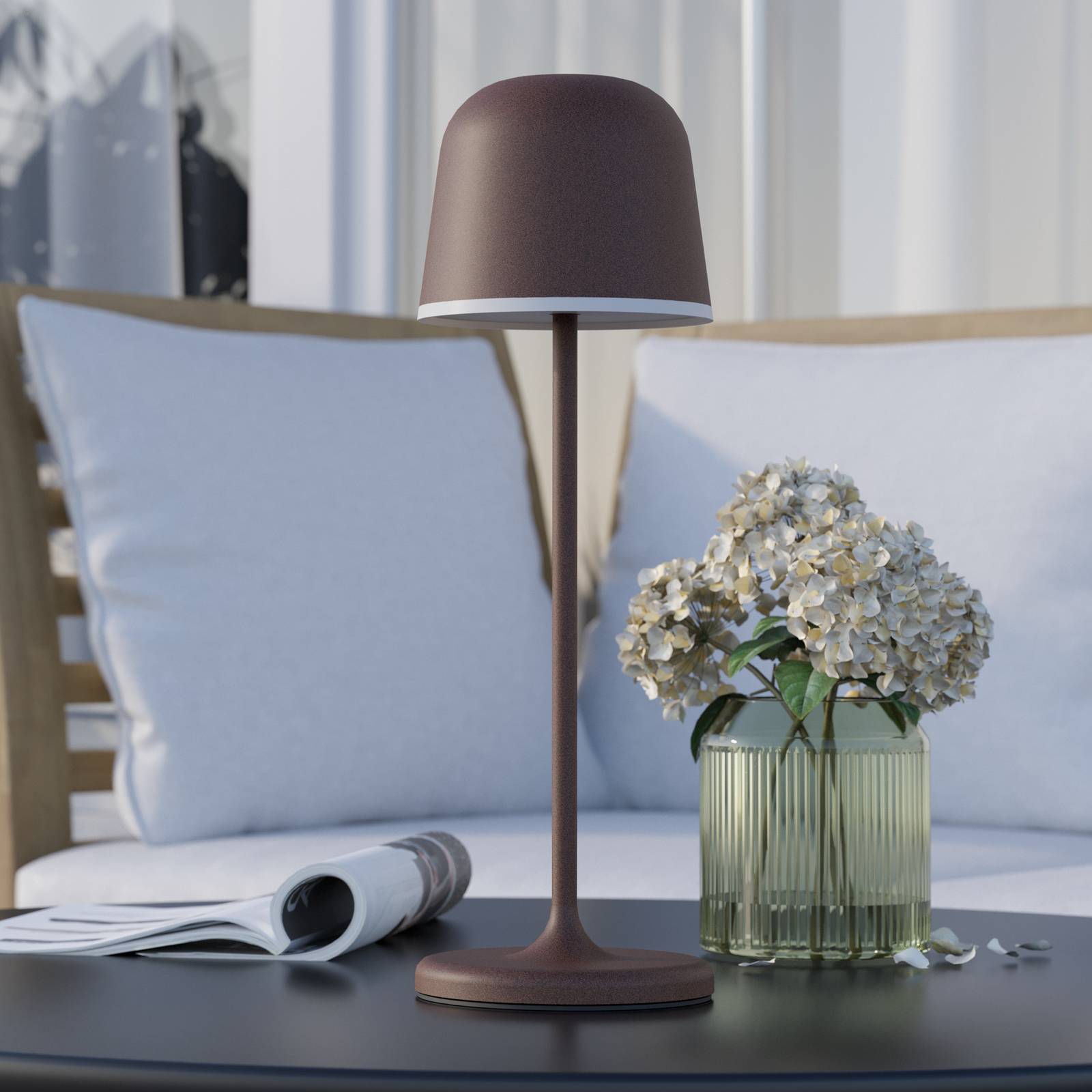 LED-Tischleuchte Mannera mit Akku, rostbraun günstig online kaufen