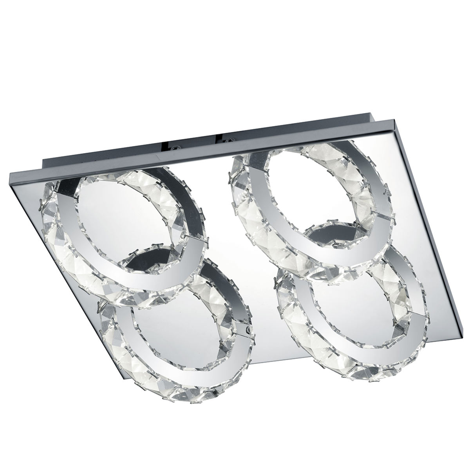 B-Leuchten Cascade LED ceiling light four-bulb, for Living / Dining Room, metal, glass, 21 W, energy efficiency: A+, L: 28 cm, W: 28 cm, H: 11 cm