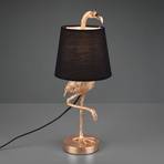 Tafellamp Lola met flamingo-figuur, zwart/goud