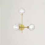 Dom wandlamp, 3-lamps, helder/goud, glas