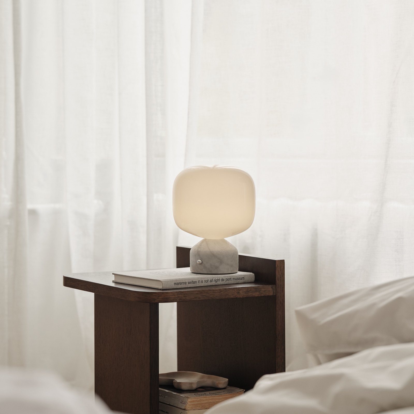 lampe à poser rechargeable LED Meemo, marbre blanc, verre - GEJST