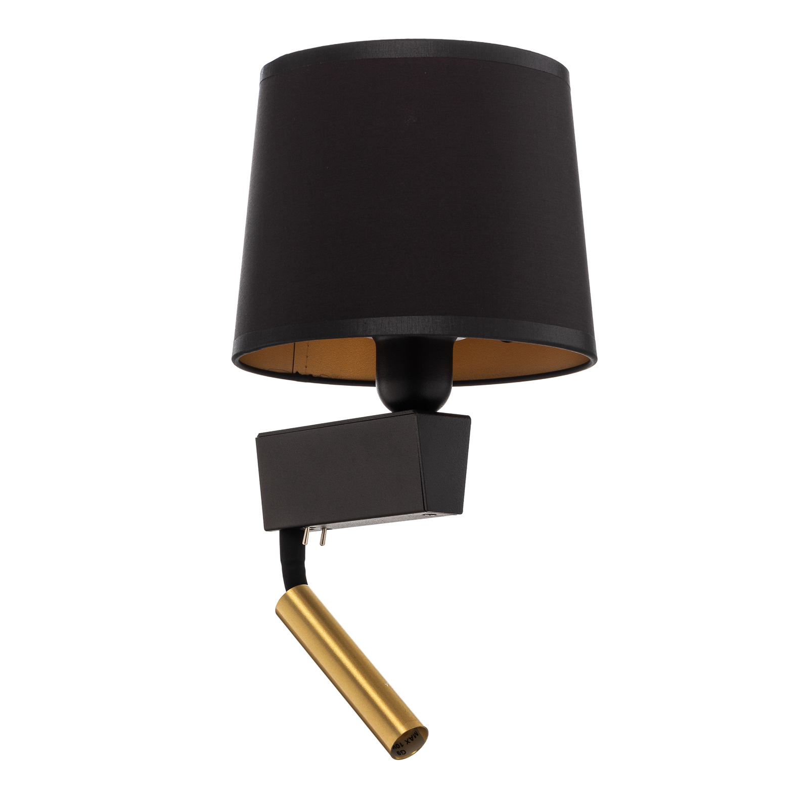 Chillin wandlamp met leeslampje, zwart/goud