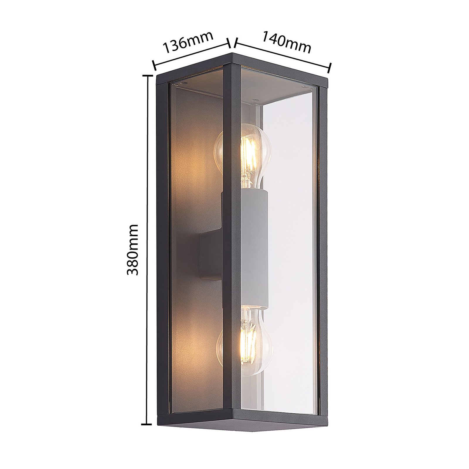 Peldar 2 Kültéri Fali Lámpa Dark Grey - Lindby
