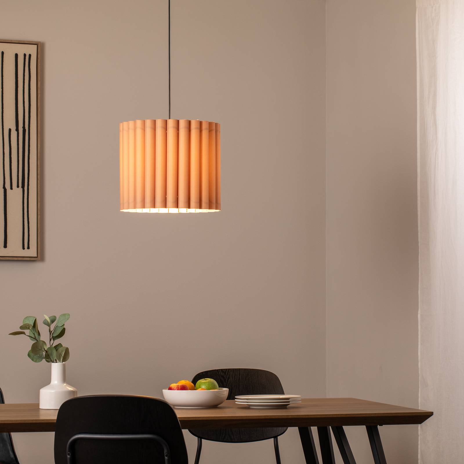 Hängeleuchte Aria, cappucino, Microfaser, E27 günstig online kaufen