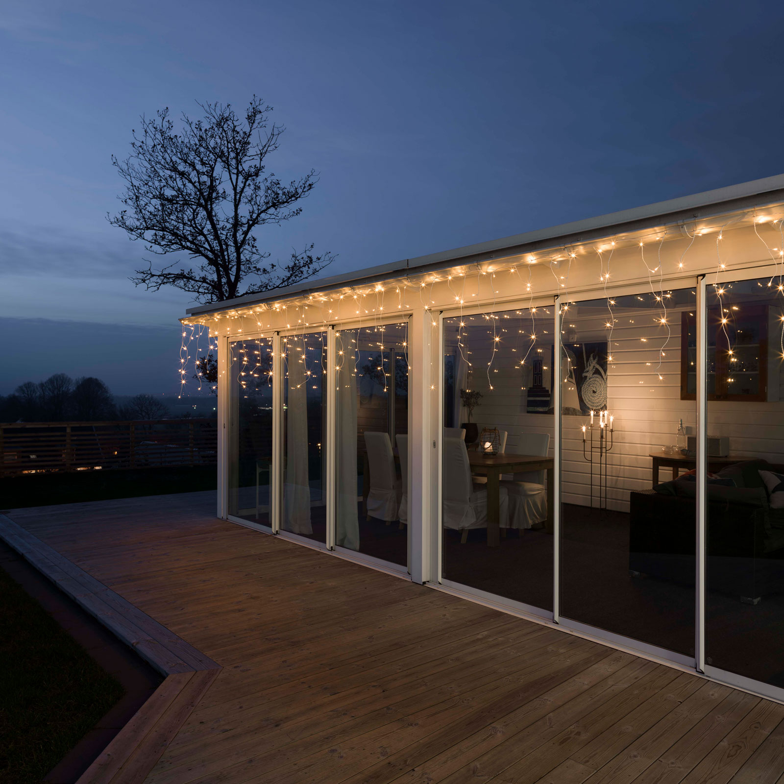 LED-Lichtervorhang Eisregen, app-steuerbar