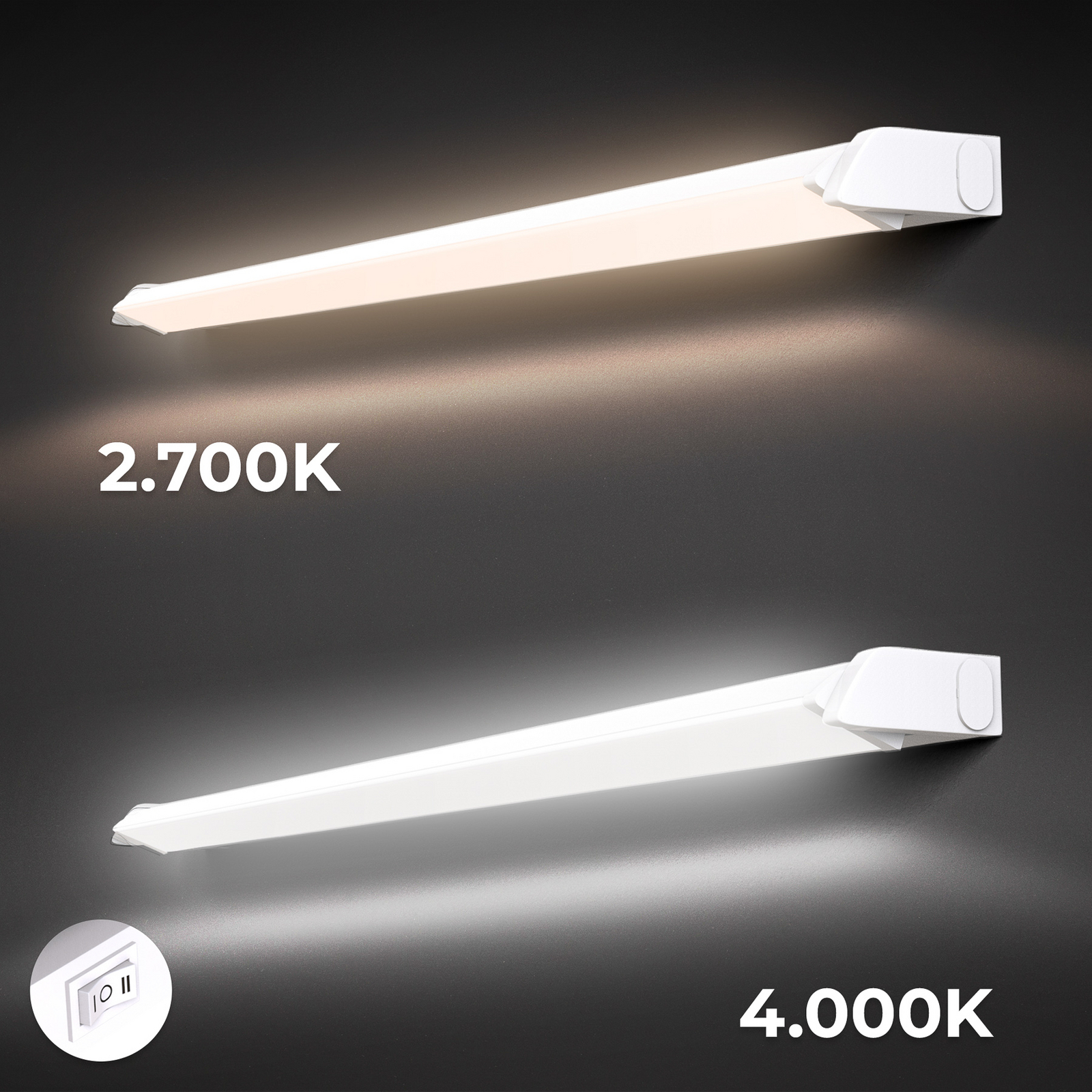 LED meubelverlichting Gina, wit, 2.700 K/4.000 K LED meubelverlichting Gina, wit, 2.700 K/4.000 K