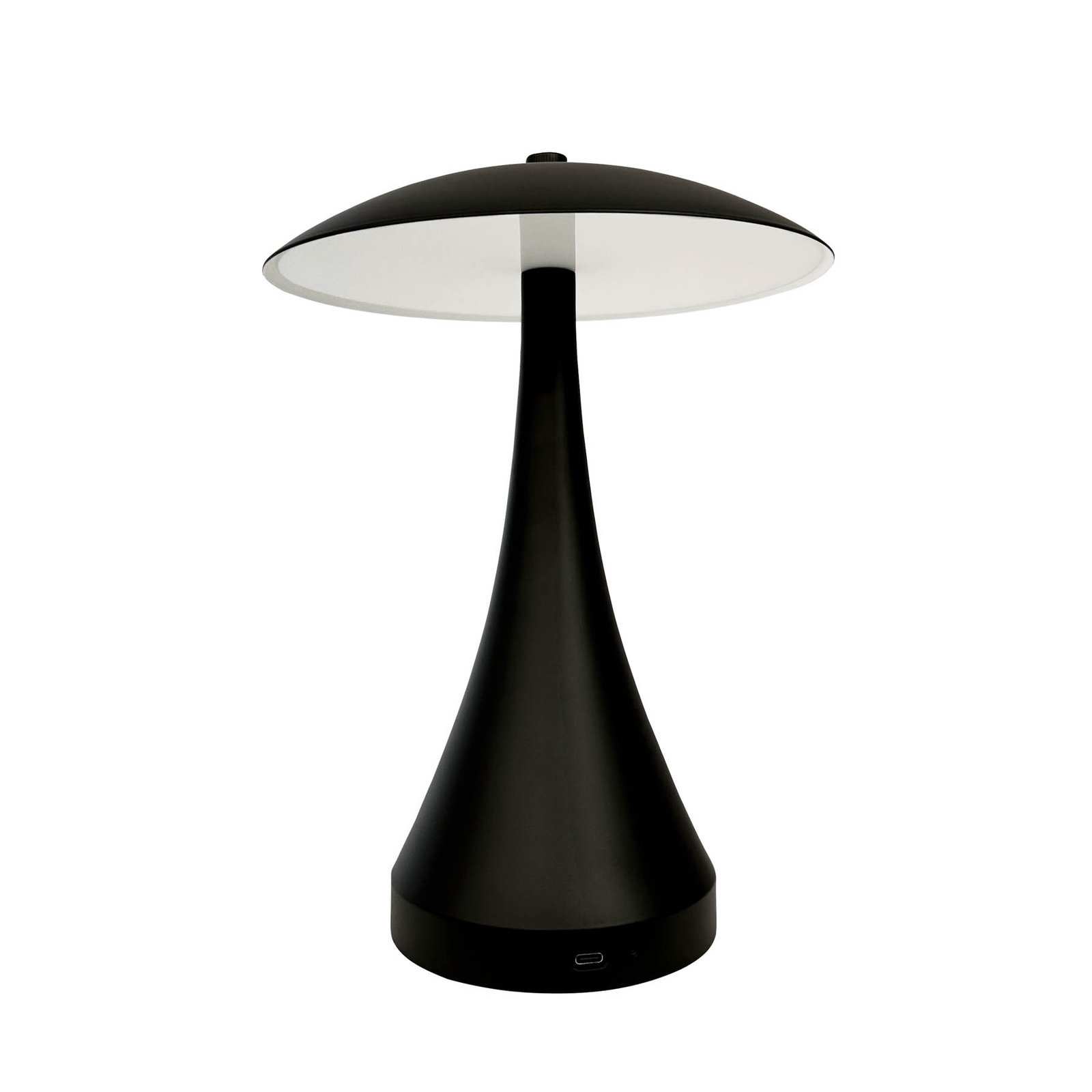 Dyberg Larsen Lámpara de mesa LED recargable Vienna, negra, 28 cm